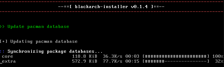 Pacman updating repositories and installing base packages