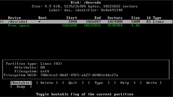 Marking the boot partition as bootable