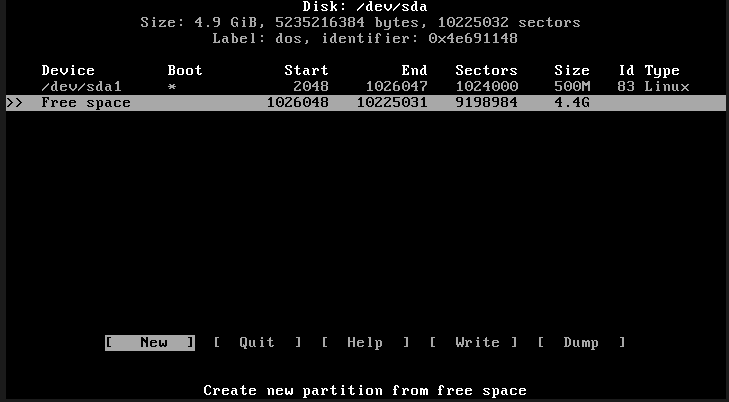 Creating the 512M swap partition