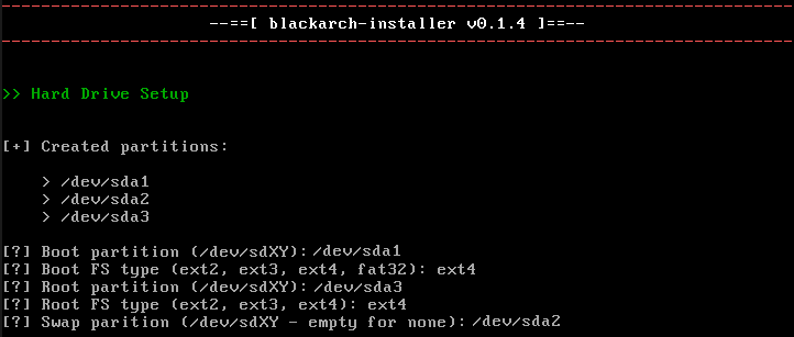 Assigning filesystems to the partitions