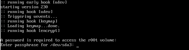 LUKS passphrase prompt at boot