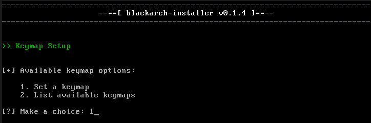 Keymap selection menu